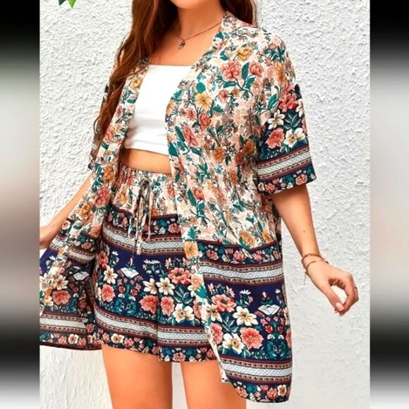 Plus size boho 2pc floral set sz 4X - Picture 2 of 5